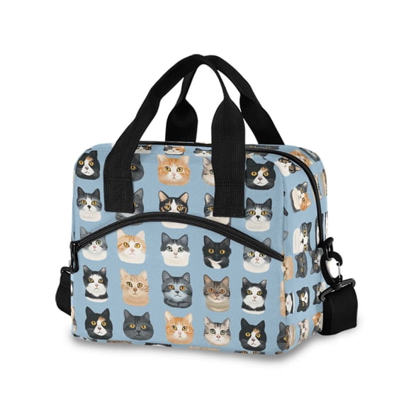 FORMRS Reusable Lunch Bag for Work School Leakproof Insulated Cooler with Adjustable Shoulder Strap, Cartoon Cute Cat