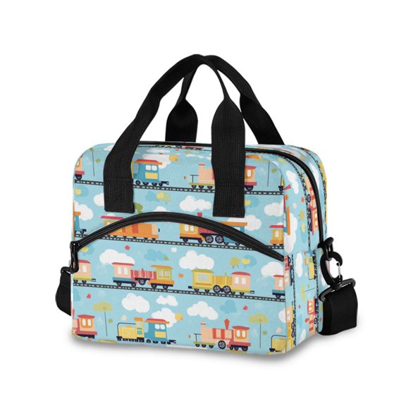 FORMRS Reusable Lunch Bag for Work School Leakproof Insulated Cooler with Adjustable Shoulder Strap, Cartoon Train Pattern