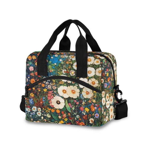 FORMRS Reusable Lunch Bag for Work School Leakproof Insulated Cooler with Adjustable Shoulder Strap, Floral Garden