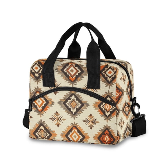 FORMRS Reusable Lunch Bag for Work School Leakproof Insulated Cooler with Adjustable Shoulder Strap, Geometric Designs