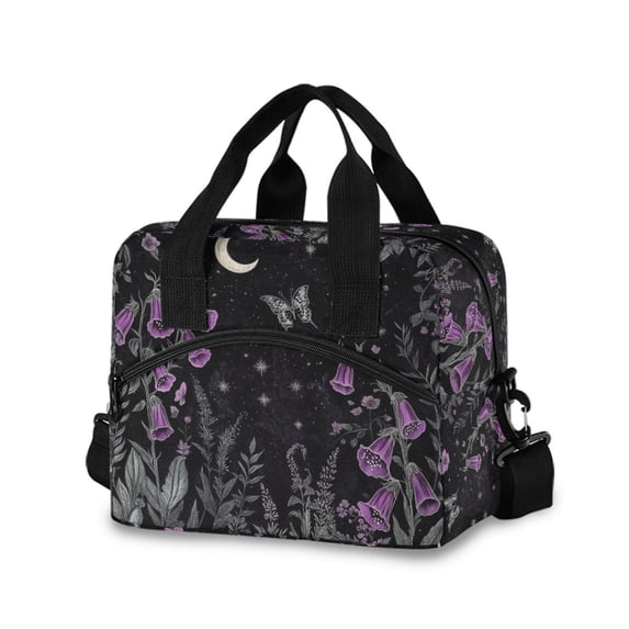 FORMRS Reusable Lunch Bag for Work School Leakproof Insulated Cooler with Adjustable Shoulder Strap, Gothic Floral Print
