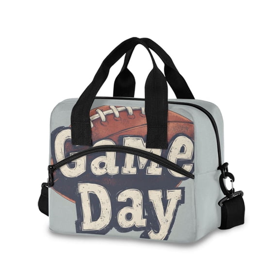 FORMRS Reusable Lunch Bag for Work School Leakproof Insulated Cooler with Adjustable Shoulder Strap, Gray Game Day