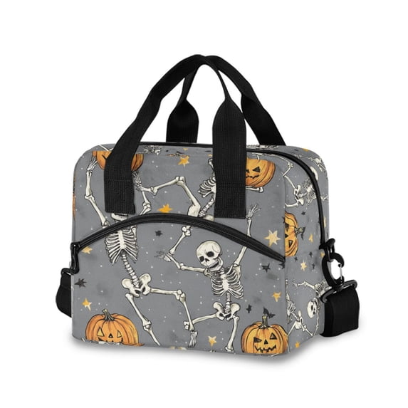 FORMRS Reusable Lunch Bag for Work School Leakproof Insulated Cooler with Adjustable Shoulder Strap, Gray Halloween Dancing