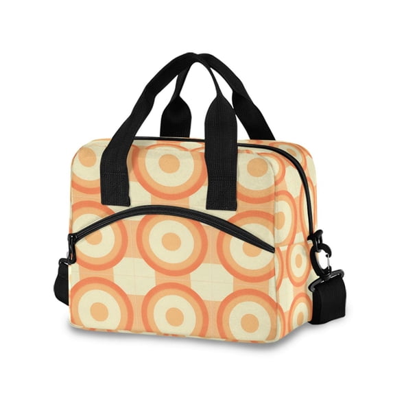 FORMRS Reusable Lunch Bag for Work School Leakproof Insulated Cooler with Adjustable Shoulder Strap, Orange Circle