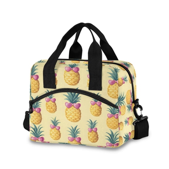 FORMRS Reusable Lunch Bag for Work School Leakproof Insulated Cooler with Adjustable Shoulder Strap, Pineapple Love