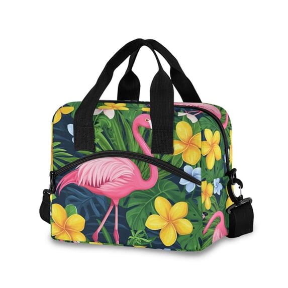 FORMRS Reusable Lunch Bag for Work School Leakproof Insulated Cooler with Adjustable Shoulder Strap, Pink Flamingo Pattern
