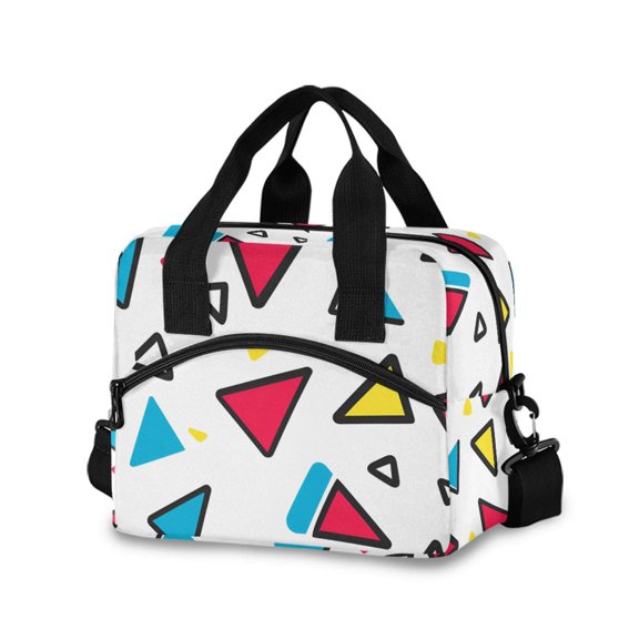 FORMRS Reusable Lunch Bag for Work School Leakproof Insulated Cooler with Adjustable Shoulder Strap, Red Triangles