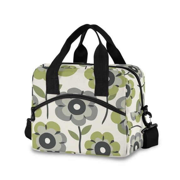 FORMRS Reusable Lunch Bag for Work School Leakproof Insulated Cooler with Adjustable Shoulder Strap, Retro Flower