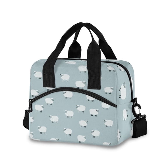 FORMRS Reusable Lunch Bag for Work School Leakproof Insulated Cooler with Adjustable Shoulder Strap, Simple Sheep Pattern
