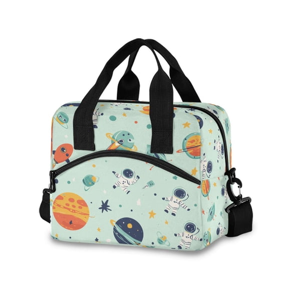 FORMRS Reusable Lunch Bag for Work School Leakproof Insulated Cooler with Adjustable Shoulder Strap, Space Patterns