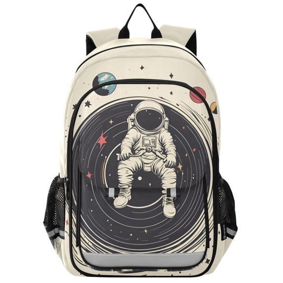 FORMRS School Backpack 17" Student Travel Bag with Laptop Compartment, Beige Astronaut Space