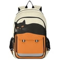 thumbnail image 1 of FORMRS School Backpack 17" Student Travel Bag with Laptop Compartment, Black Cat Orange Ball, 1 of 7