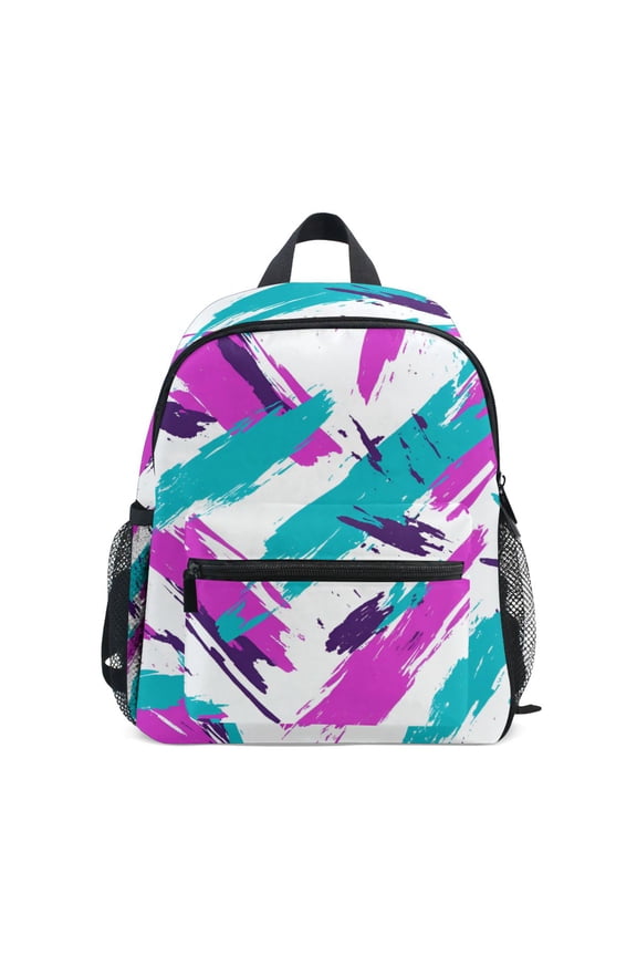 School Backpack with Front Zippered Pocket 12" Student Travel Daypack, Abstract Drawing