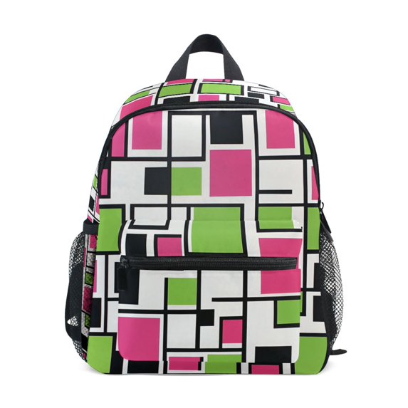 FORMRS Kids School Backpack with Front Zippered Pocket 12" Student Travel Daypack, Abstract Geometric