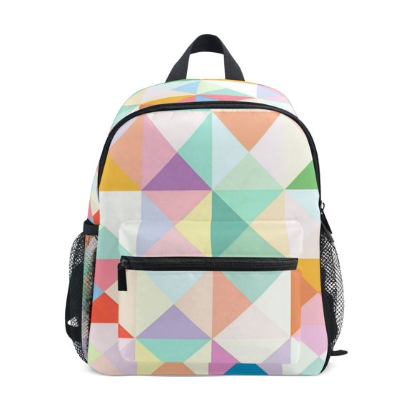 FORMRS Kids School Backpack with Front Zippered Pocket 12" Student Travel Daypack, Abstract Geometric