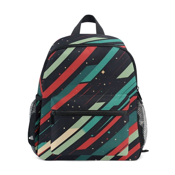 FORMRS School Backpack with Front Zippered Pocket 12" Student Travel Daypack, Abstract Stripes