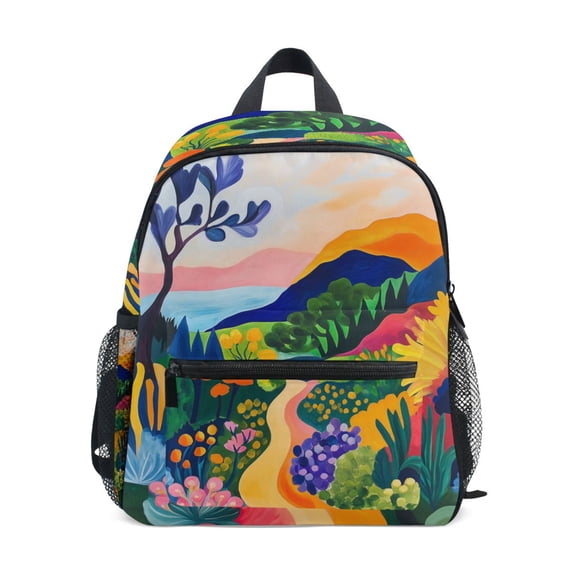 FORMRS Kids School Backpack with Front Zippered Pocket 12" Student Travel Daypack, Art Path