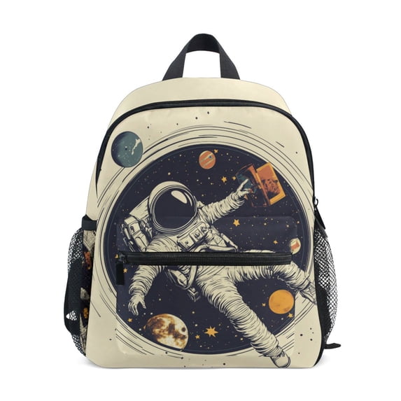 FORMRS School Backpack with Front Zippered Pocket 12" Student Travel Daypack, Astronaut Floating