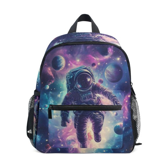 FORMRS School Backpack with Front Zippered Pocket 12" Elementary Student Travel Daypack, Astronaut Pattern