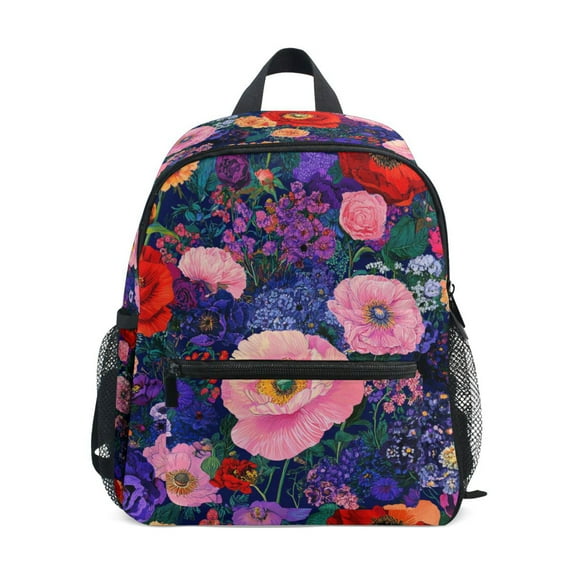 FORMRS Kids School Backpack with Front Zippered Pocket 12" Student Travel Daypack, Beautiful Floral Pattern