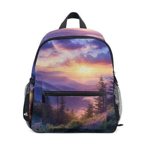 FORMRS School Backpack with Front Zippered Pocket 12" Student Travel Daypack, Beautiful Mountain