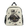 thumbnail image 1 of FORMRS School Backpack with Front Zippered Pocket 12" Student Travel Daypack, Beige Astronaut Planet, 1 of 6