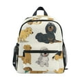 thumbnail image 1 of FORMRS School Backpack with Front Zippered Pocket 12" Student Travel Daypack, Beige Cartoon Dogs Pattern, 1 of 6
