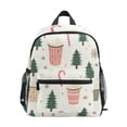 thumbnail image 1 of FORMRS School Backpack with Front Zippered Pocket 12" Student Travel Daypack, Beige Christmas Cups, 1 of 6