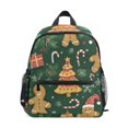 thumbnail image 1 of FORMRS School Backpack with Front Zippered Pocket 12" Student Travel Daypack, Beige Christmas Gingerbread, 1 of 6