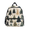 thumbnail image 1 of FORMRS School Backpack with Front Zippered Pocket 12" Student Travel Daypack, Beige Christmas Trees, 1 of 6