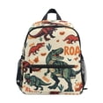 thumbnail image 1 of FORMRS School Backpack with Front Zippered Pocket 12" Student Travel Daypack, Beige Dinosaurs Pattern, 1 of 6