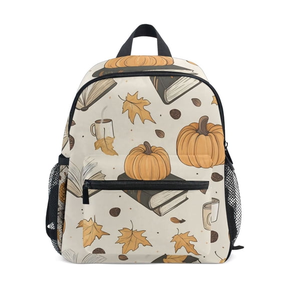 FORMRS School Backpack with Front Zippered Pocket 12" Student Travel Daypack, Beige Fall Books