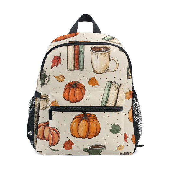 FORMRS School Backpack with Front Zippered Pocket 12" Student Travel Daypack, Beige Fall Coffee