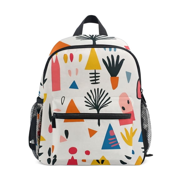 FORMRS School Backpack with Front Zippered Pocket 12" Student Travel Daypack, Beige Geometric