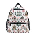 thumbnail image 1 of FORMRS School Backpack with Front Zippered Pocket 12" Student Travel Daypack, Beige Nordic Christmas House, 1 of 6