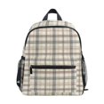 thumbnail image 1 of FORMRS Kids School Backpack with Front Zippered Pocket 12" Student Travel Daypack, Beige Plaid Pattern, 1 of 6