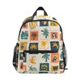 thumbnail image 1 of FORMRS School Backpack with Front Zippered Pocket 12" Student Travel Daypack, Beige Playful Stamp, 1 of 6
