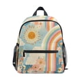 thumbnail image 1 of FORMRS School Backpack with Front Zippered Pocket 12" Student Travel Daypack, Beige Rainbow Clouds, 1 of 6