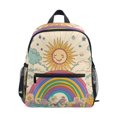 thumbnail image 1 of FORMRS School Backpack with Front Zippered Pocket 12" Student Travel Daypack, Beige Rainbow, 1 of 6