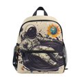 thumbnail image 1 of FORMRS School Backpack with Front Zippered Pocket 12" Student Travel Daypack, Beige Record, 1 of 6