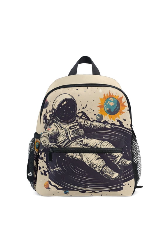 School Backpack with Front Zippered Pocket 12" Student Travel Daypack, Beige Record