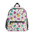 thumbnail image 1 of FORMRS Kids School Backpack with Front Zippered Pocket 12" Student Travel Daypack, Beige Retro Pattern, 1 of 6