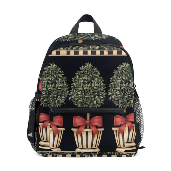 FORMRS School Backpack with Front Zippered Pocket 12" Student Travel Daypack, Beige Striped Trees