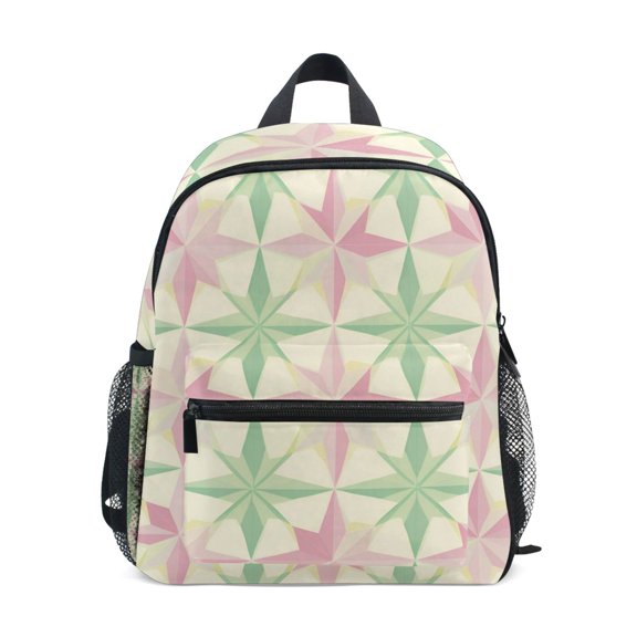 FORMRS School Backpack with Front Zippered Pocket 12" Student Travel Daypack, Beige Symmetrical Stars
