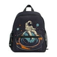 thumbnail image 1 of FORMRS School Backpack with Front Zippered Pocket 12" Student Travel Daypack, Black Astronaut Record, 1 of 6