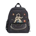 thumbnail image 1 of FORMRS School Backpack with Front Zippered Pocket 12" Student Travel Daypack, Black Astronaut Space, 1 of 6