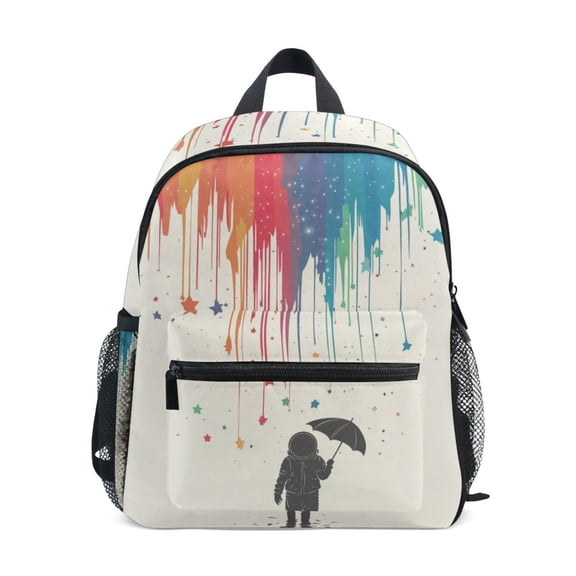FORMRS School Backpack with Front Zippered Pocket 12" Student Travel Daypack, Black Astronaut