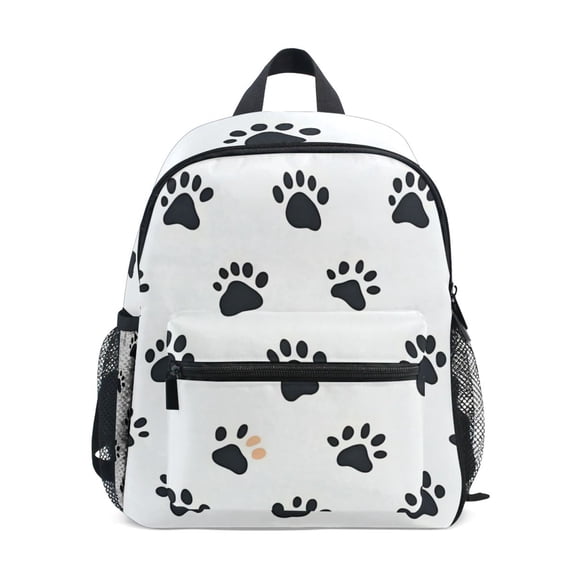 FORMRS School Backpack with Front Zippered Pocket 12" Student Travel Daypack, Black Cartoon Cat Paw