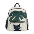thumbnail image 1 of FORMRS School Backpack with Front Zippered Pocket 12" Student Travel Daypack, Black Cat Plants, 1 of 6