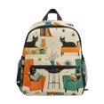 thumbnail image 1 of FORMRS School Backpack with Front Zippered Pocket 12" Student Travel Daypack, Black Cats Reading, 1 of 6